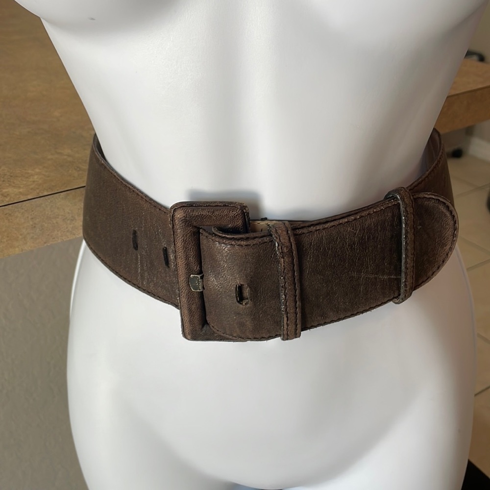 Donna Karan New York Women’s Vintage Wide Brown Leather Belt Size M